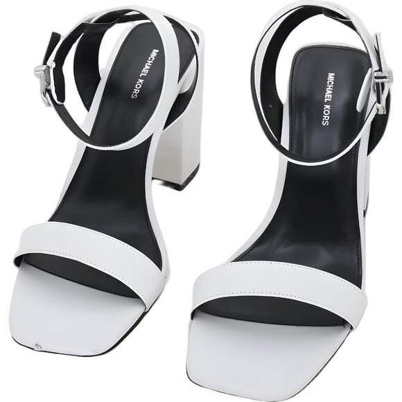Michael Kors Merriam ankle-strap block heel sandals Optic White US 9M - Picture 5 of 6